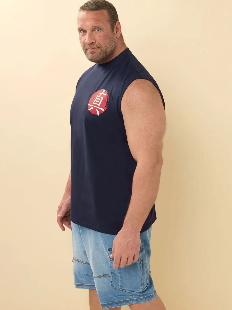 BadRhino Big & Tall Blue 100% Cotton Back And Front Print Vest
