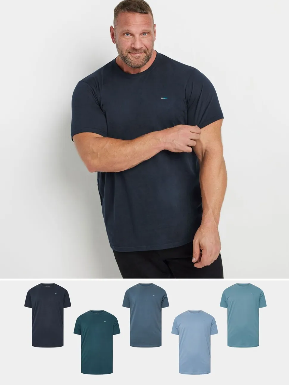 BadRhino Big & Tall Blue 100% Cotton T-Shirts 5 Pack
