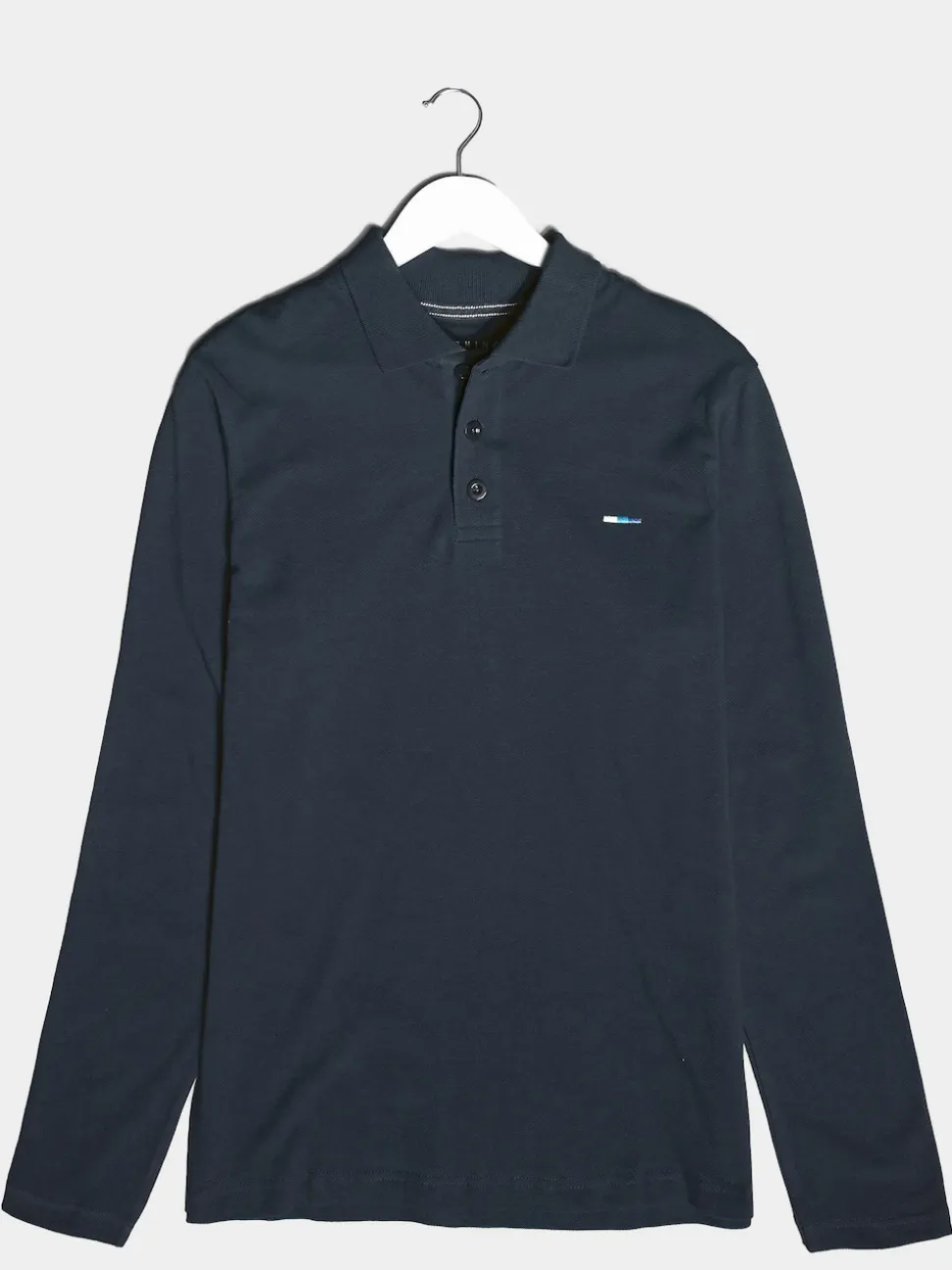 BadRhino Big & Tall Blue 100% Cotton Long Sleeve Core Polo Shirt