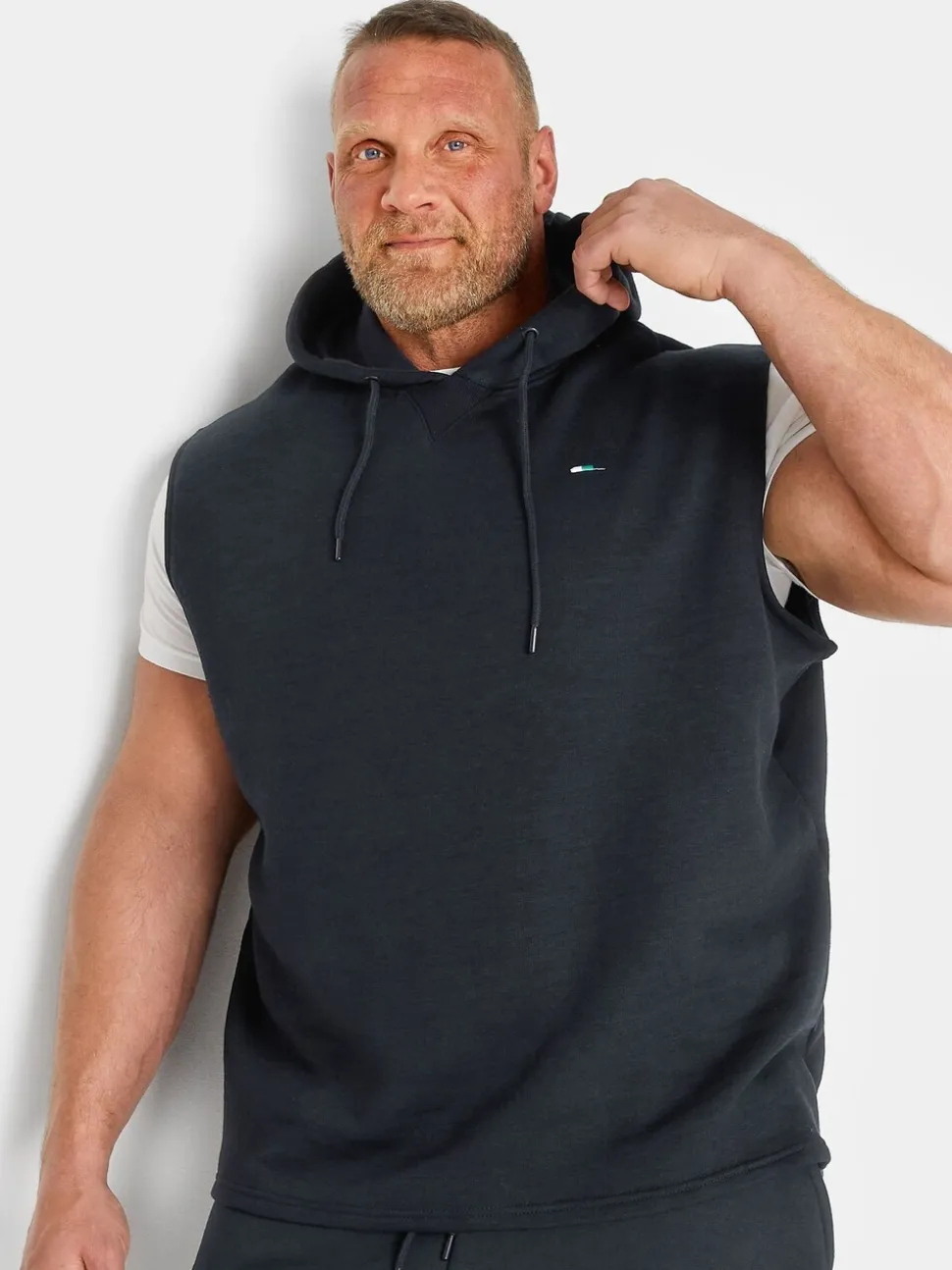 BadRhino Big & Tall Blue 100% Cotton Sleeveless Hoodie