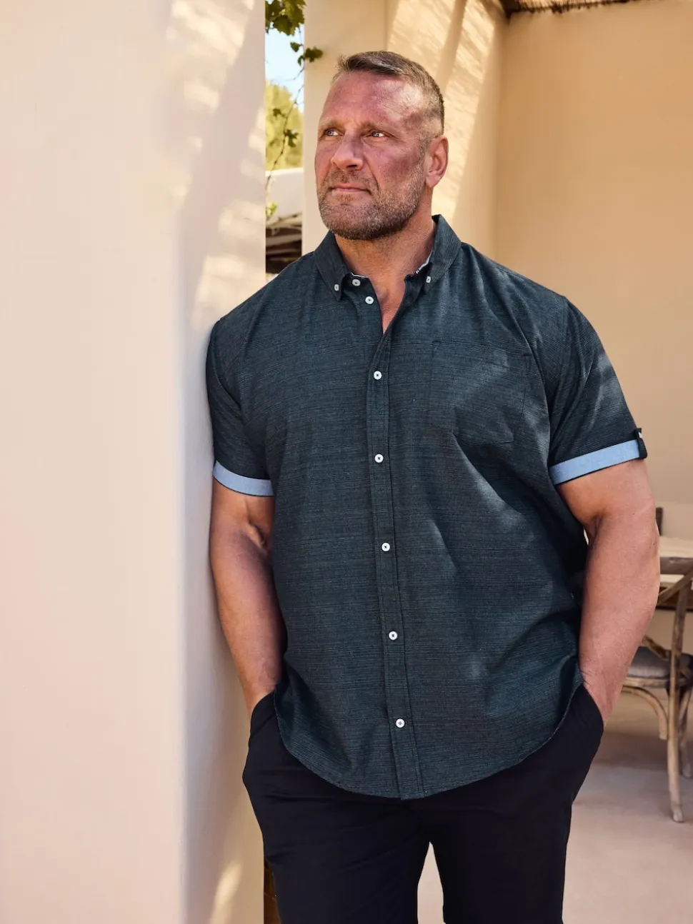 BadRhino Big & Tall Blue 100% Cotton Slub Shirt