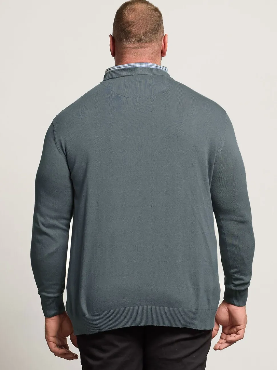 BadRhino Big & Tall Blue Cable Mockshirt Knitted Jumper