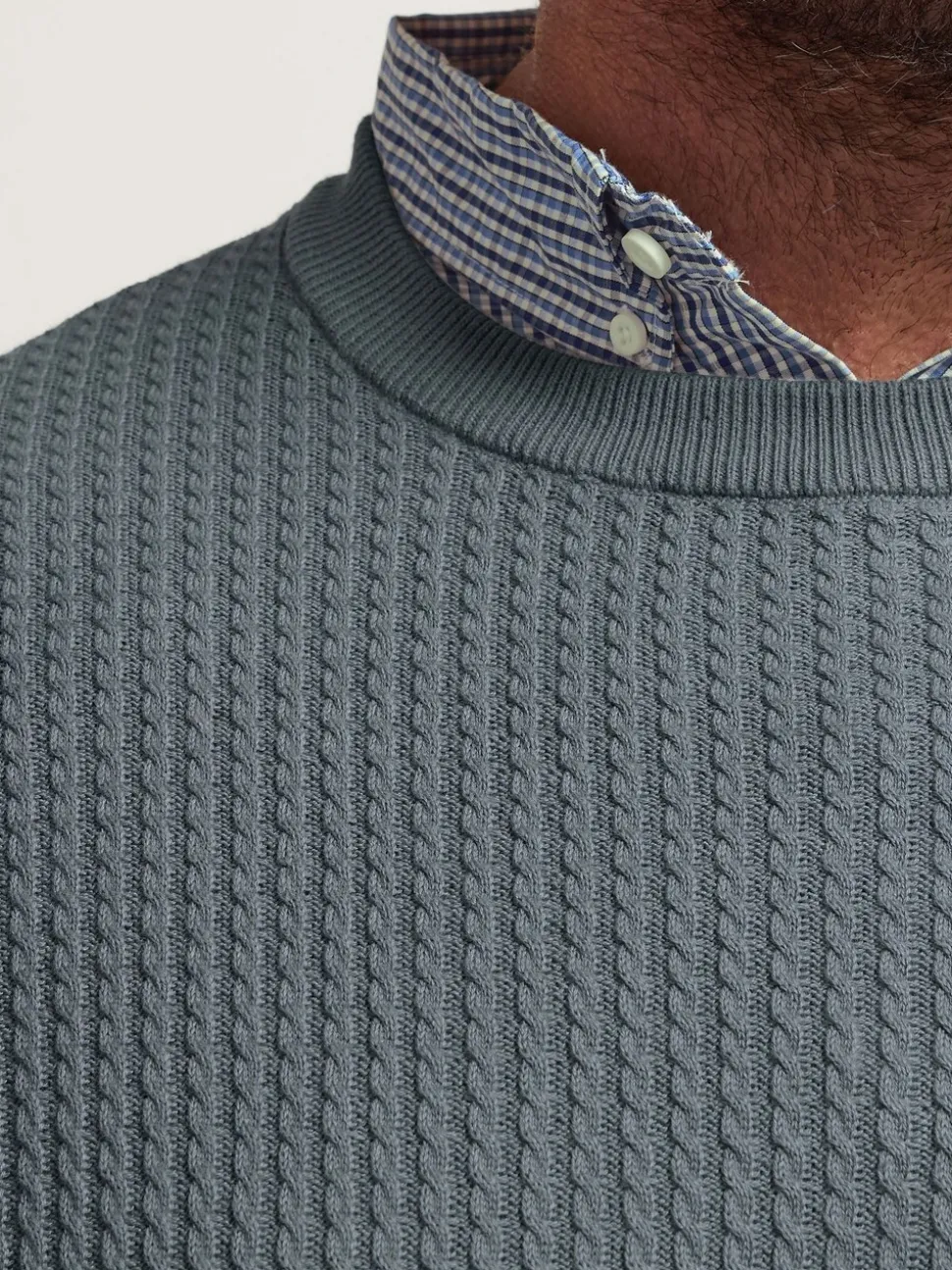 BadRhino Big & Tall Blue Cable Mockshirt Knitted Jumper