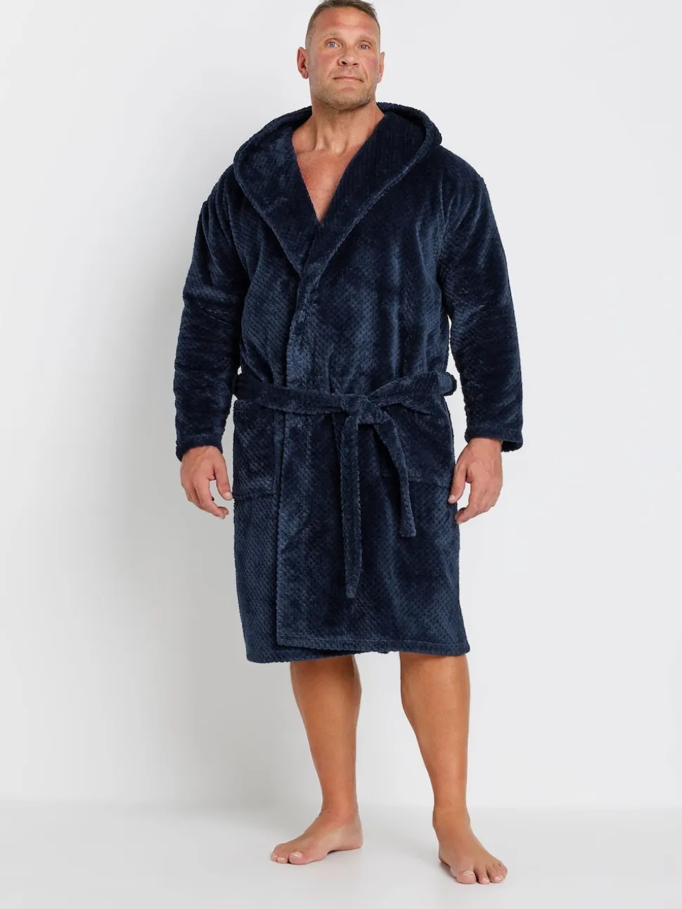 BadRhino Big & Tall Blue Honeycomb Hooded Robe