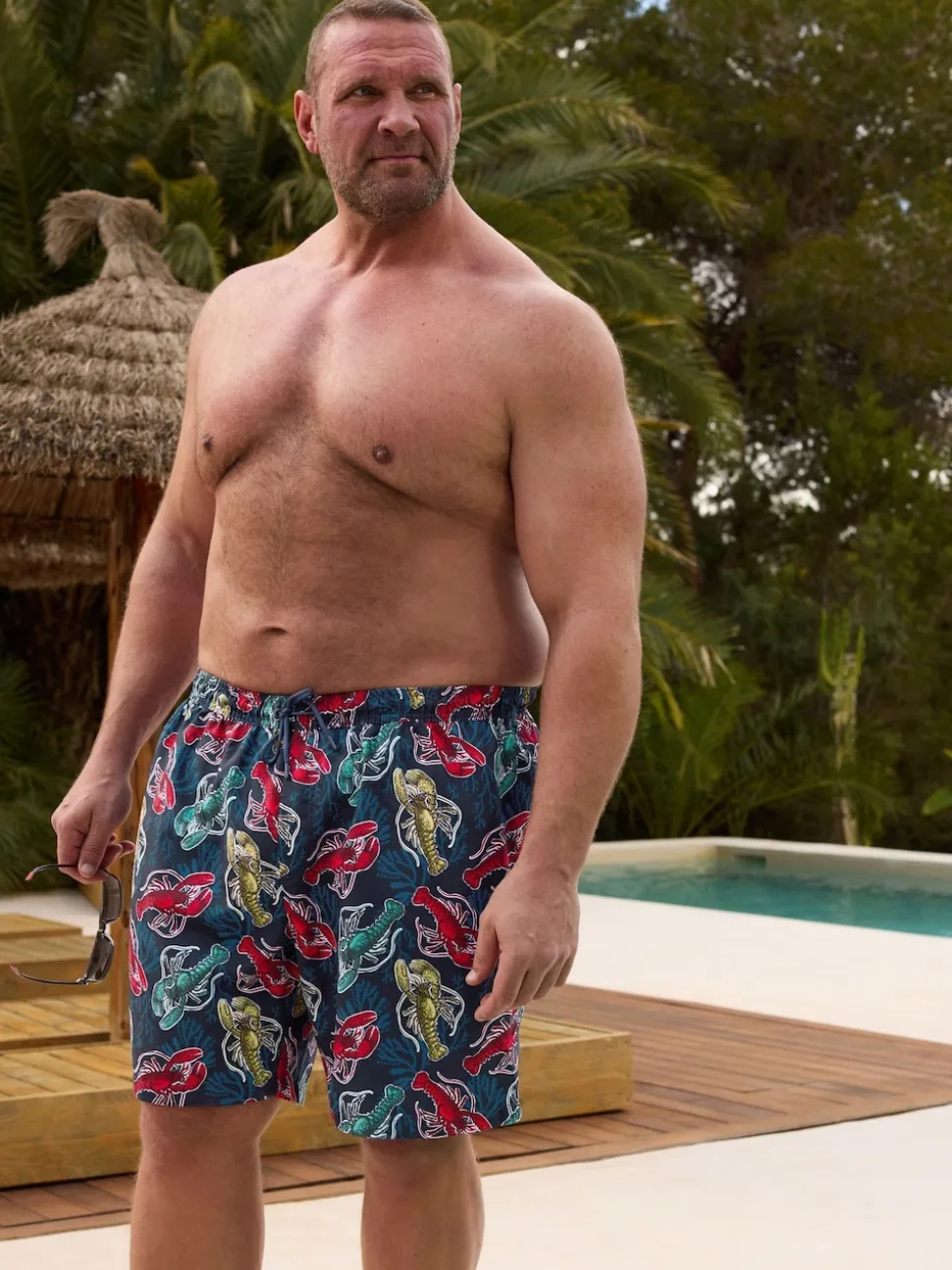 BadRhino Big & Tall Blue Lobster Print Swimshorts