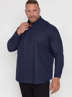 BadRhino Big & Tall Blue Navy Long Sleeve Oxford Shirt