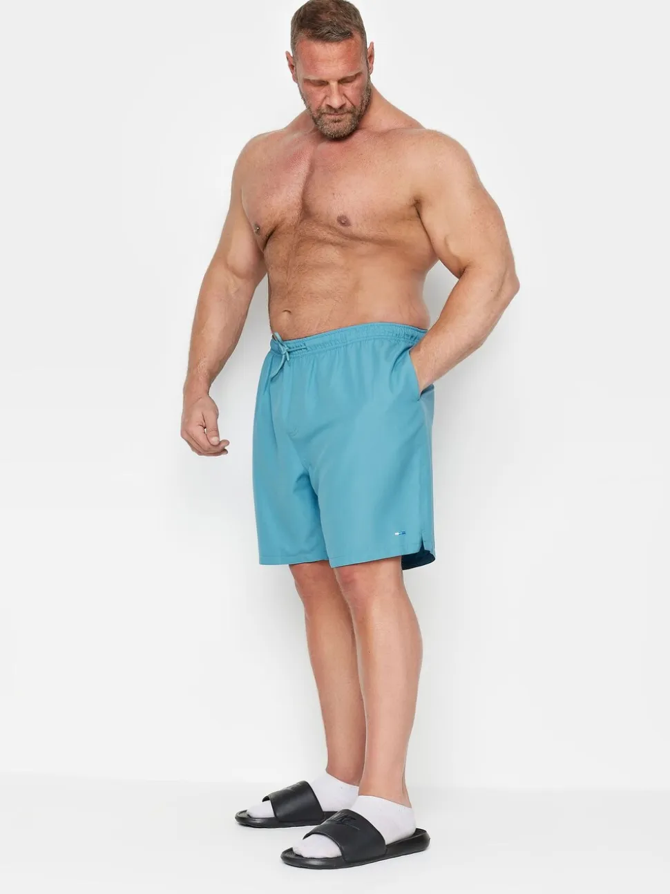 BadRhino Big & Tall Blue Plain Swim Shorts