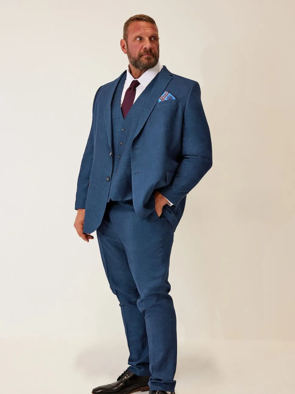 BadRhino Big & Tall Blue Regular Fit Wedding Waistcoat