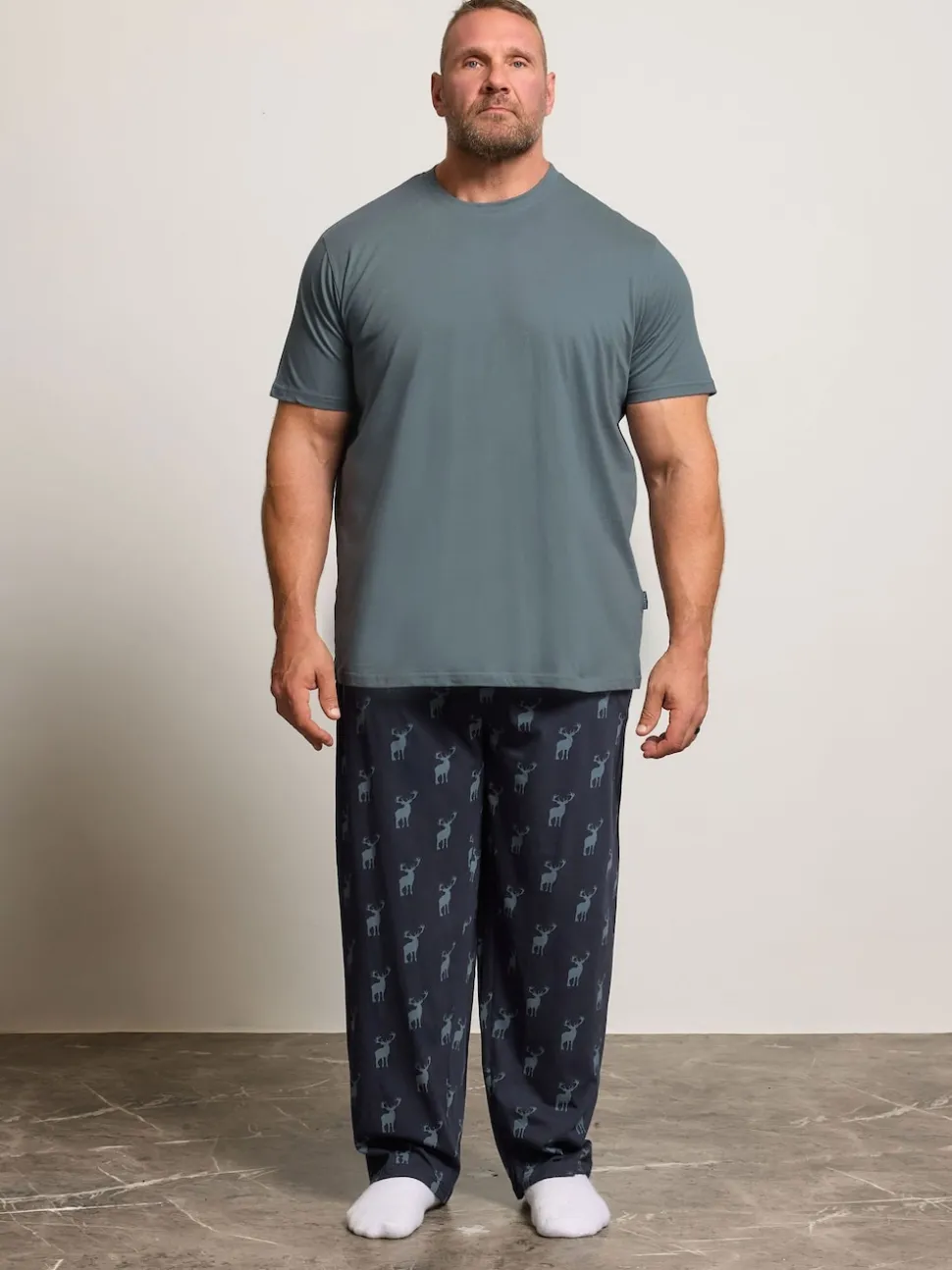 BadRhino Big & Tall Blue Stag Pyjamas Set
