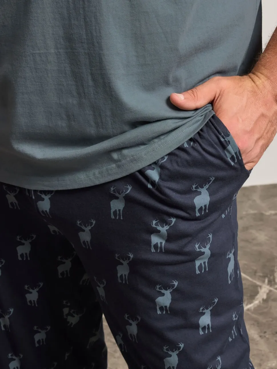 BadRhino Big & Tall Blue Stag Pyjamas Set