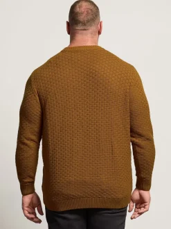 BadRhino Big & Tall Brown Textured Crew Neck Knitted Jumper