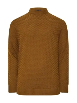 BadRhino Big & Tall Brown Textured Crew Neck Knitted Jumper