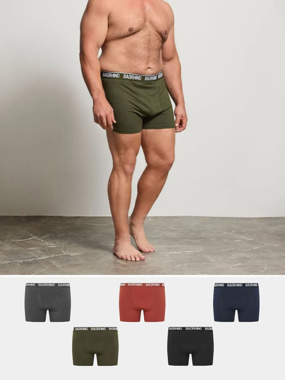 BadRhino Big & Tall Green Multi-Colour Boxers 5 Pack