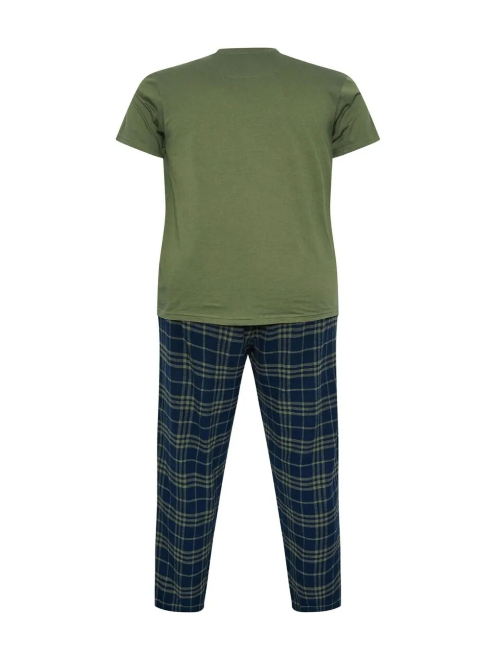 BadRhino Big & Tall Green Checked T-Shirt amd Pyjama Bottoms Set