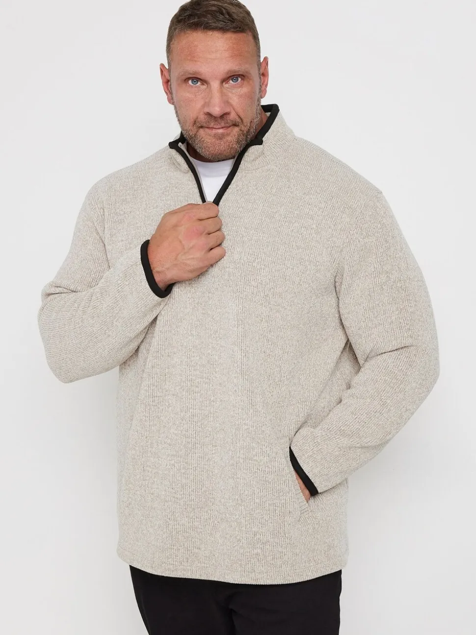 BadRhino Big & Tall Grey Quarter Zip Jacket
