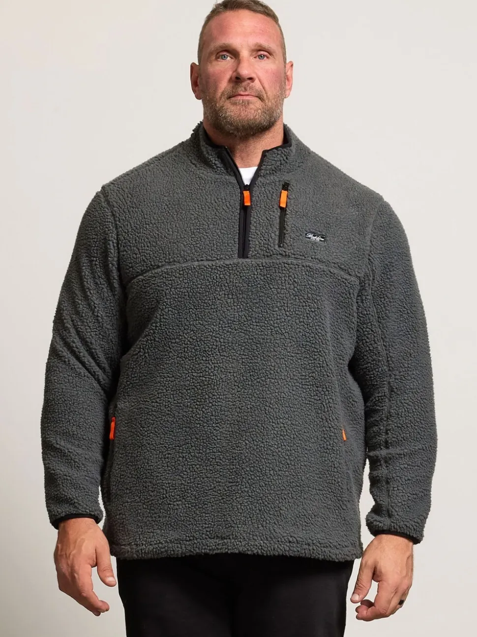 BadRhino Big & Tall Grey Sherpa Quarter Zip Fleece