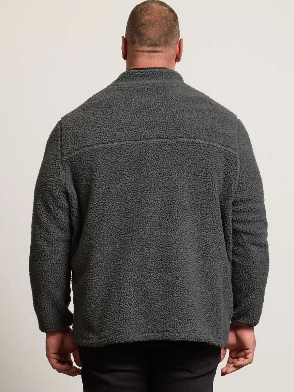 BadRhino Big & Tall Grey Sherpa Quarter Zip Fleece