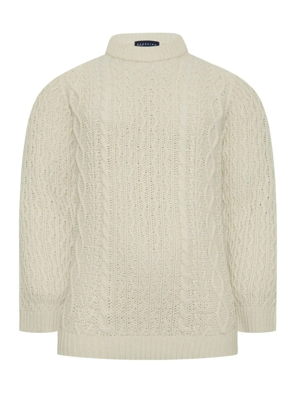 BadRhino Big & Tall Natural Heavy Cable Crew Jumper