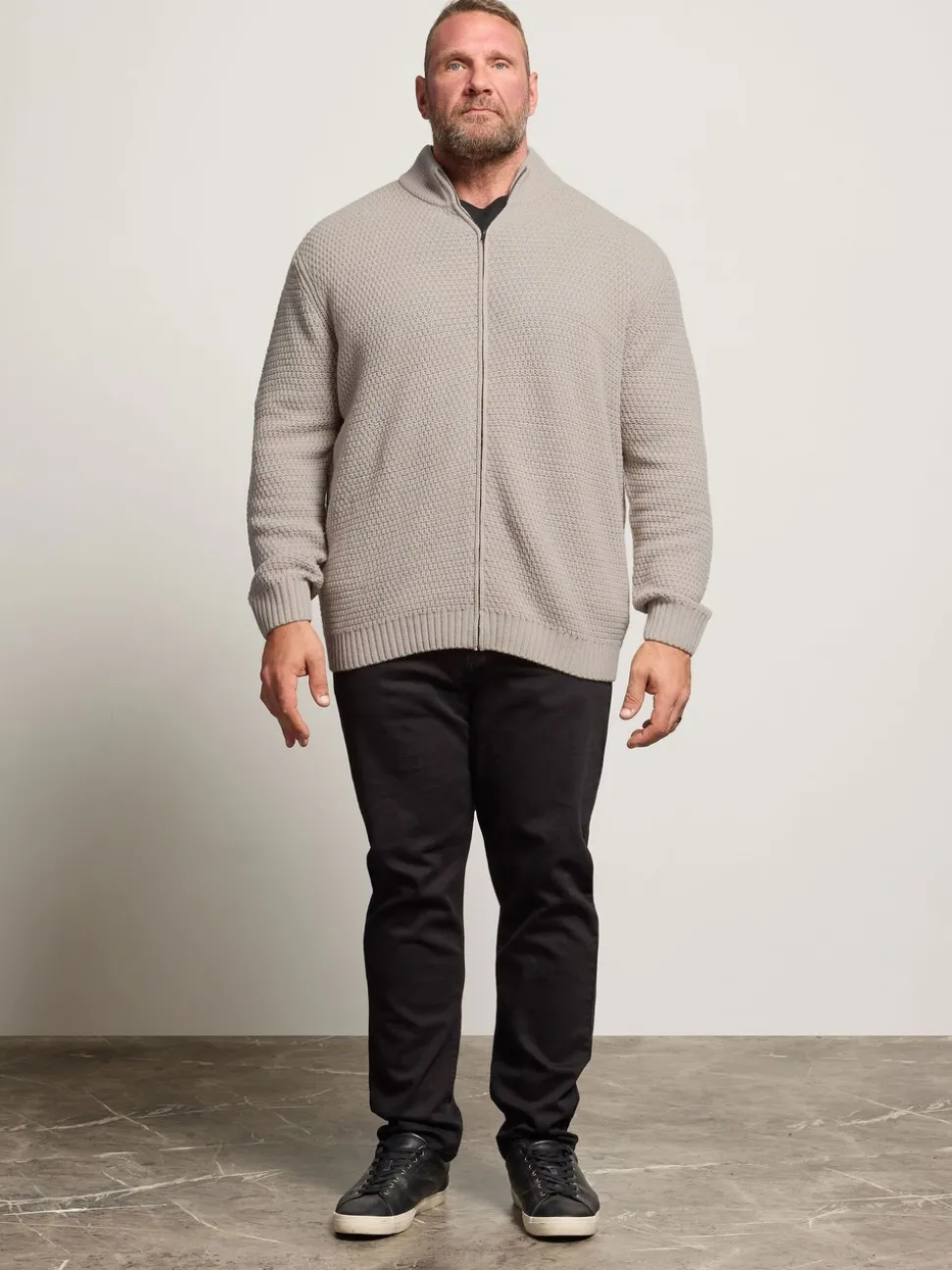 BadRhino Big & Tall Natural Wool Full Zip Cardigan