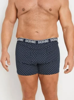 BadRhino Big & Tall Navy Blue Stripe & Spot Trunks 3 Pack