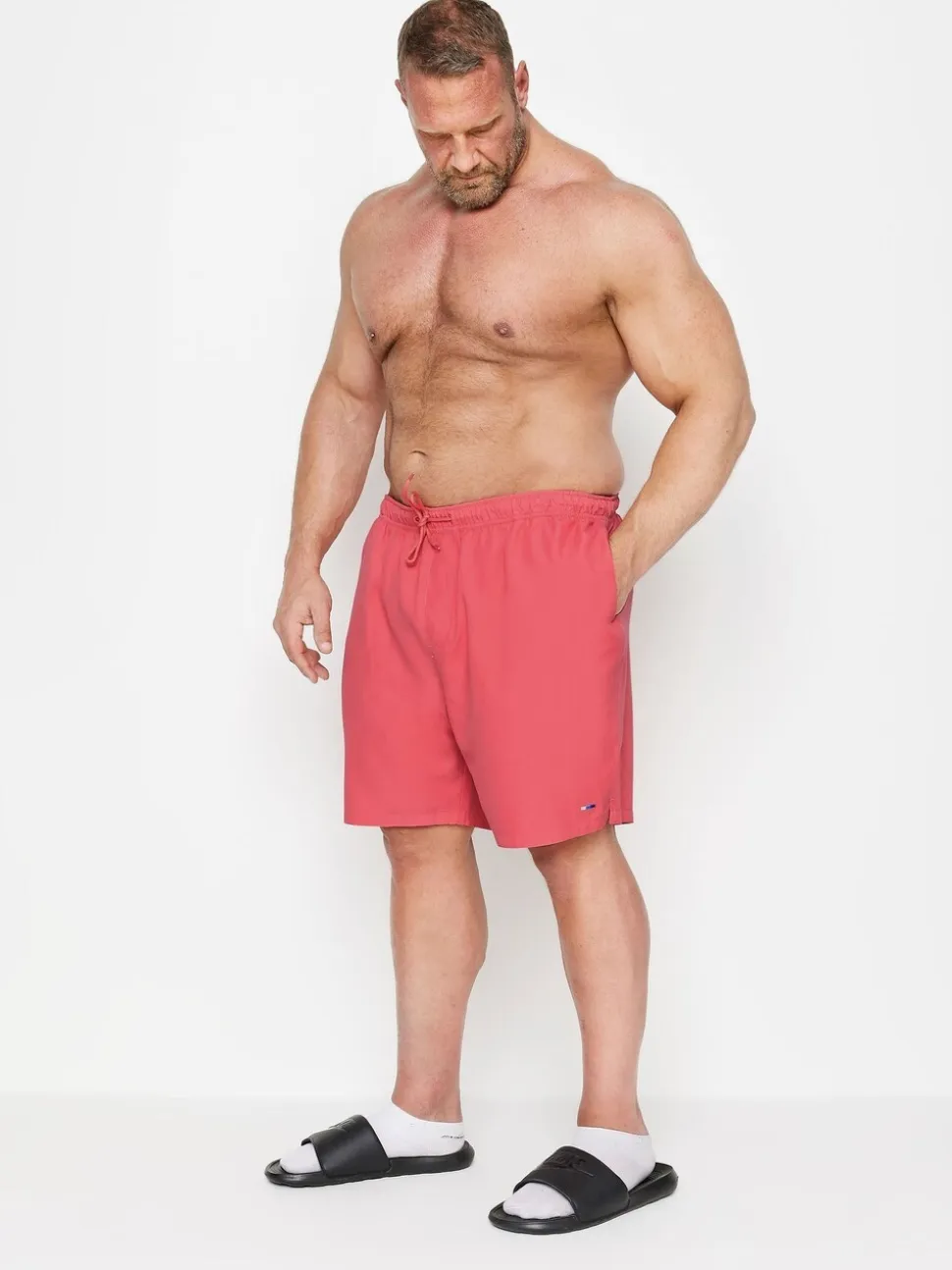 BadRhino Big & Tall Pink Plain Swim Shorts