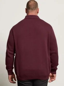 BadRhino Big & Tall Red Mockshirt Half Zip Milano Jumper