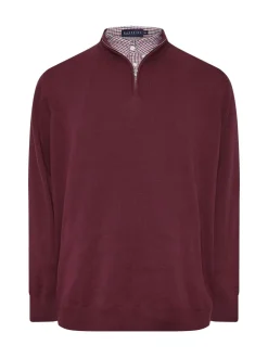 BadRhino Big & Tall Red Mockshirt Half Zip Milano Jumper