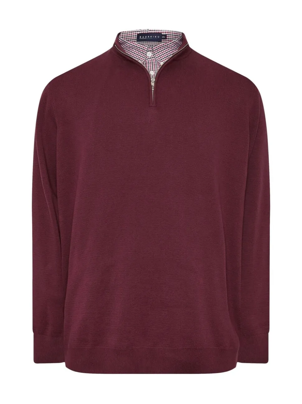 BadRhino Big & Tall Red Mockshirt Half Zip Milano Jumper
