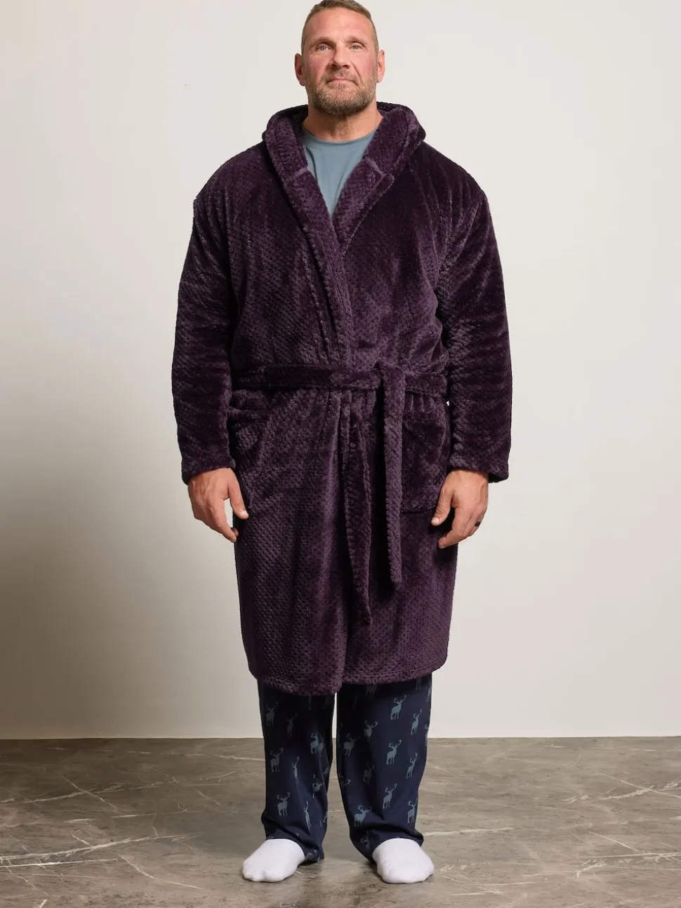 BadRhino Big & Tall Red Textured Hooded Robe
