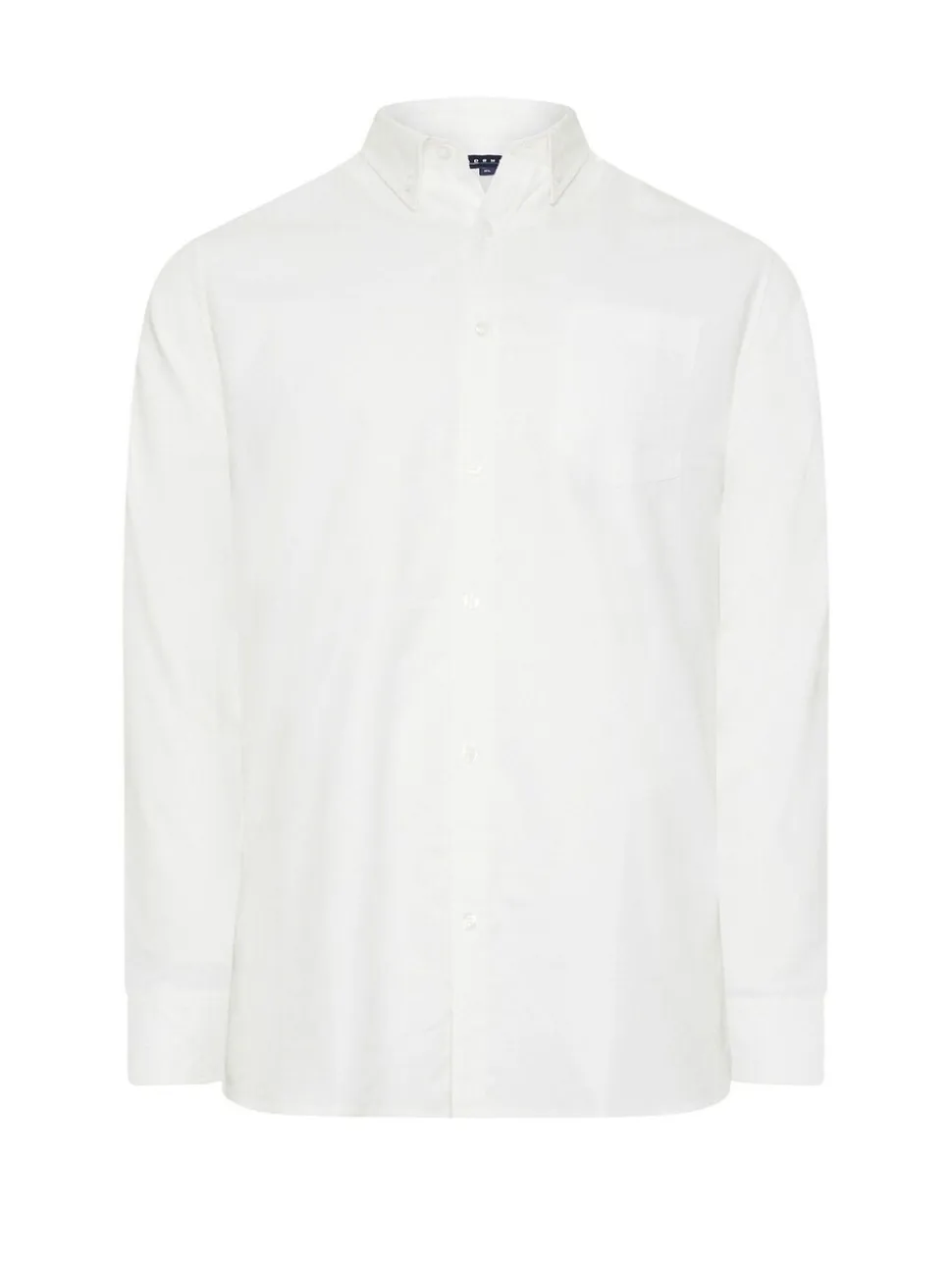 BadRhino Big & Tall White Premium Long Sleeve Oxford 100% Cotton Shirt