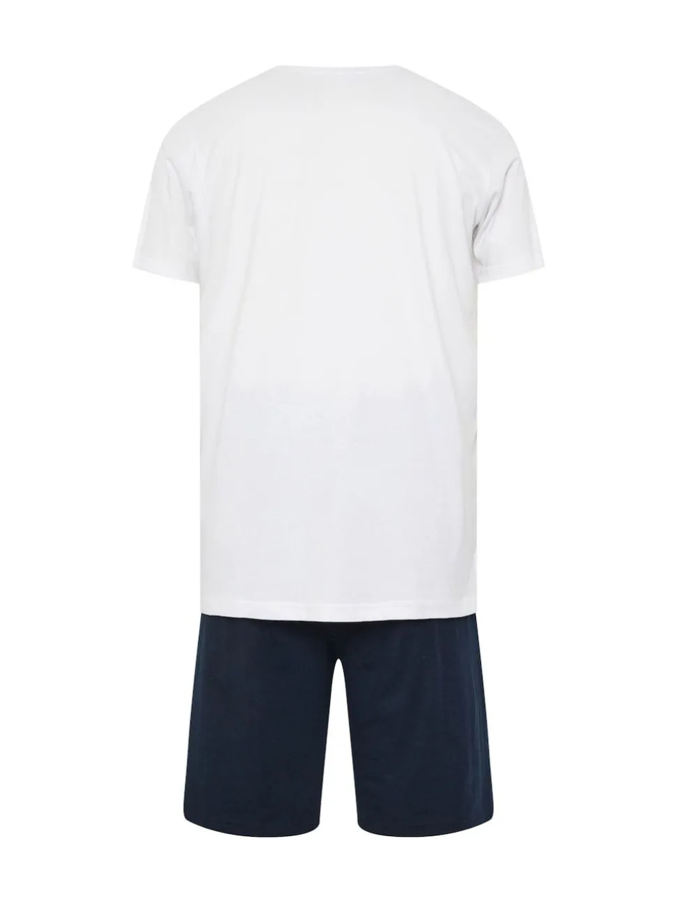 BadRhino Big & Tall White & Navy Blue Lounge 100% Cotton Shorts & T-Shirt Set