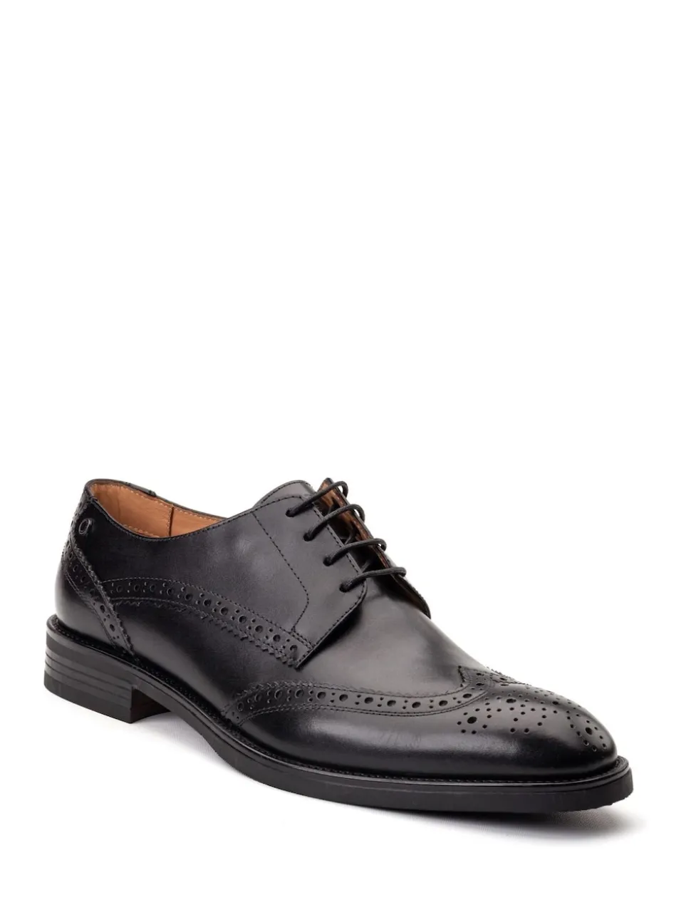 Base London Black Pocket Brogue Shoe