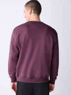 Berry Red Regular Fit Heavyweight Cotton Rich Crew Neck Sweatshirt
