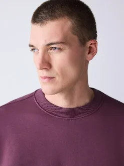 Berry Red Regular Fit Heavyweight Cotton Rich Crew Neck Sweatshirt
