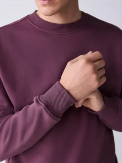 Berry Red Regular Fit Heavyweight Cotton Rich Crew Neck Sweatshirt