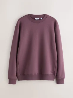Berry Red Regular Fit Heavyweight Cotton Rich Crew Neck Sweatshirt