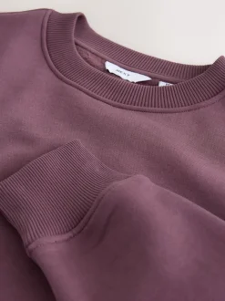 Berry Red Regular Fit Heavyweight Cotton Rich Crew Neck Sweatshirt