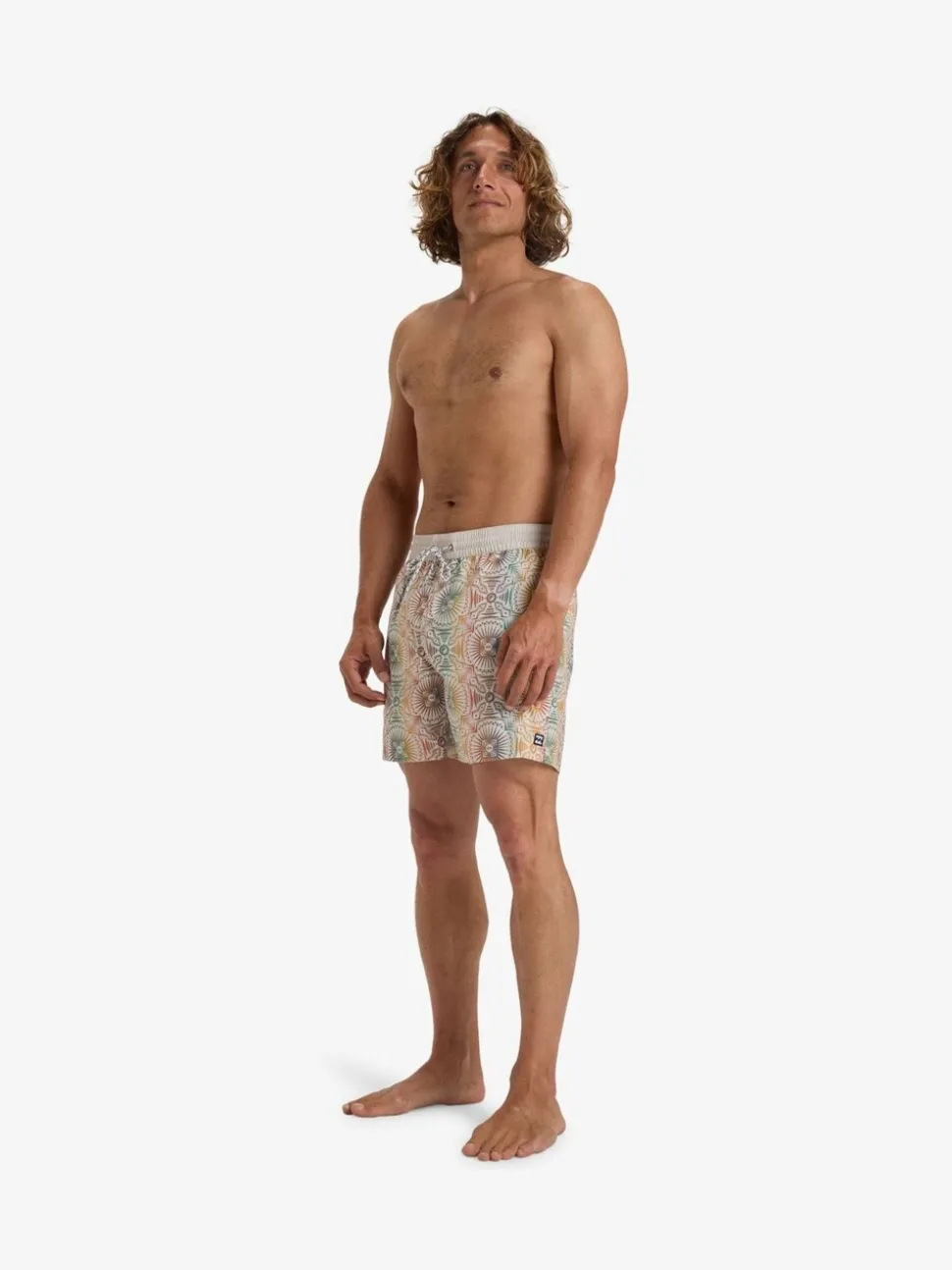 Billabong Orange Vacay Geometric Print Logo Swim Shorts