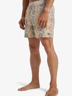 Billabong Orange Vacay Geometric Print Logo Swim Shorts
