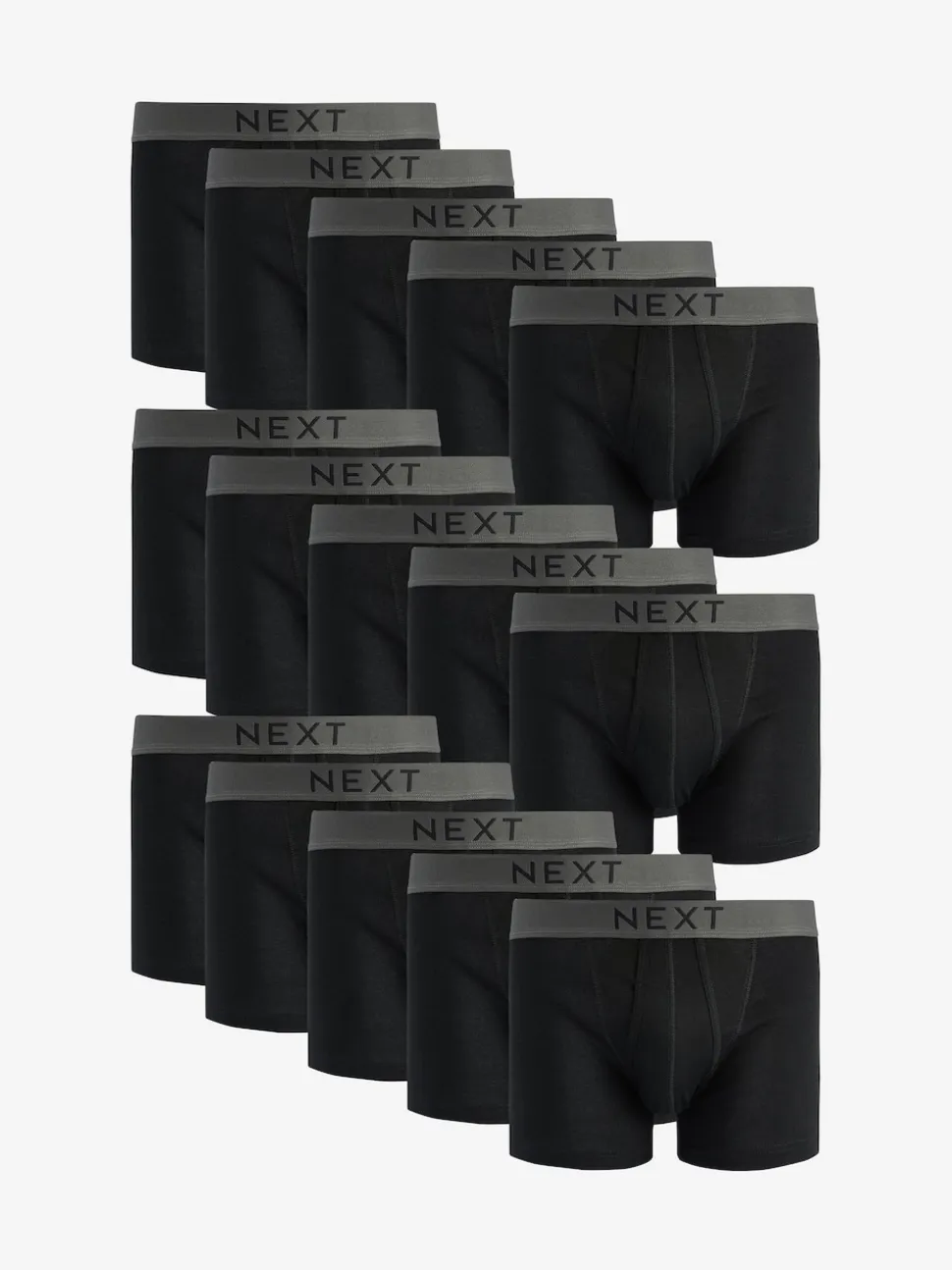 Black 15 Pack A-Front Pure 100% Cotton Boxers