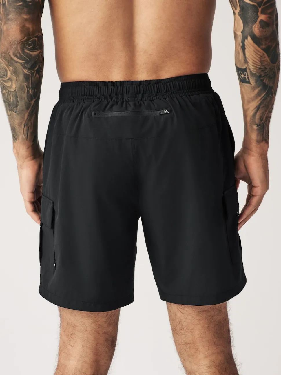 Black Active Cargo Gym Training Shorts
