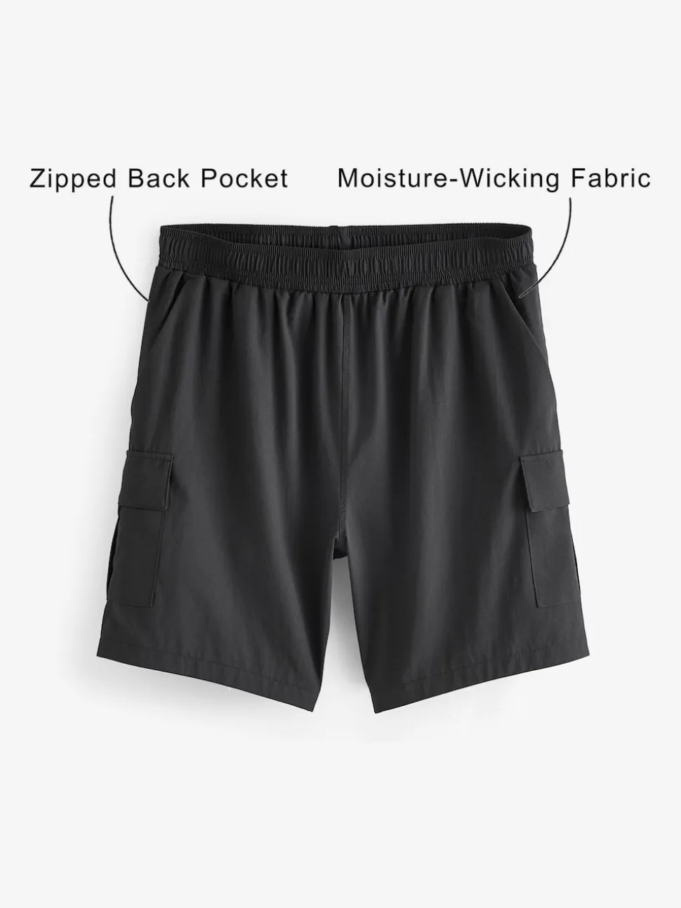 Black Active Cargo Gym Training Shorts