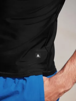 Black Active Short Sleeve Rash Vest