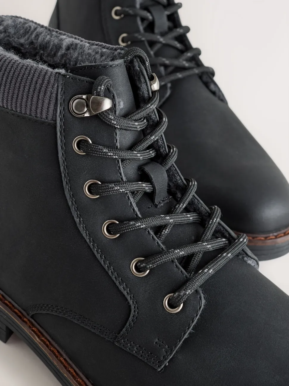 Black Borg Lined Cord Trim Boots