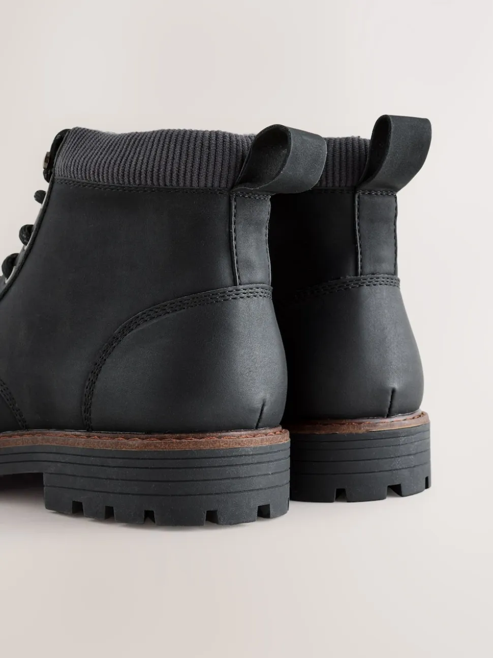 Black Borg Lined Cord Trim Boots