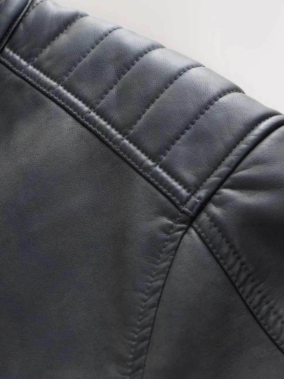 Black Borg Lined Faux Leather Biker Jacket