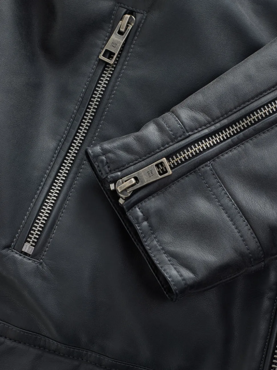 Black Borg Lined Faux Leather Biker Jacket