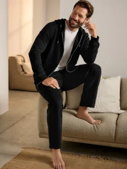 Black Brushback Heavyweight Open Joggers
