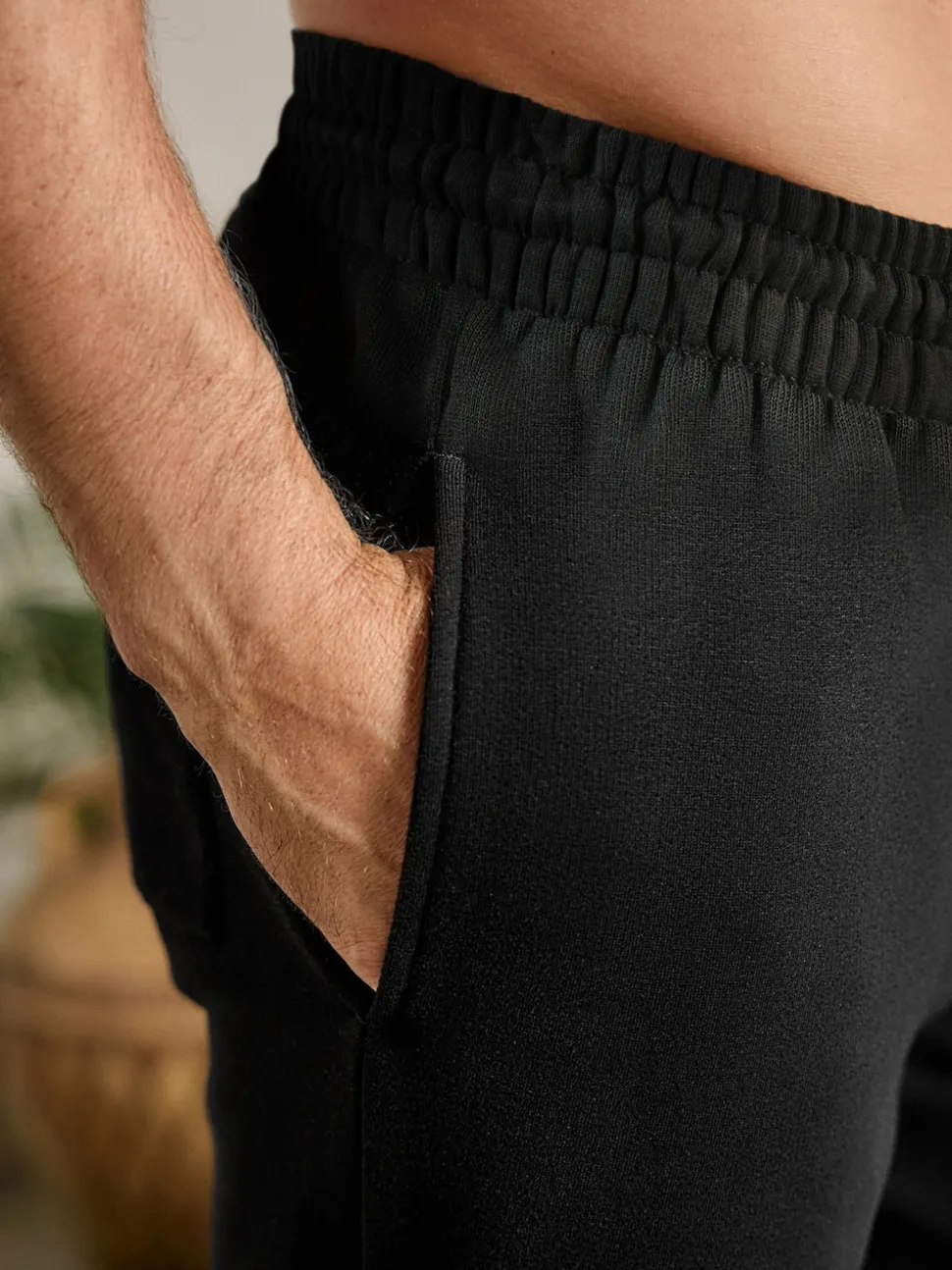 Black Brushback Heavyweight Open Joggers