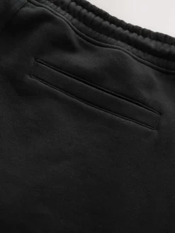 Black Brushed Jersey Zip Pocket Shorts